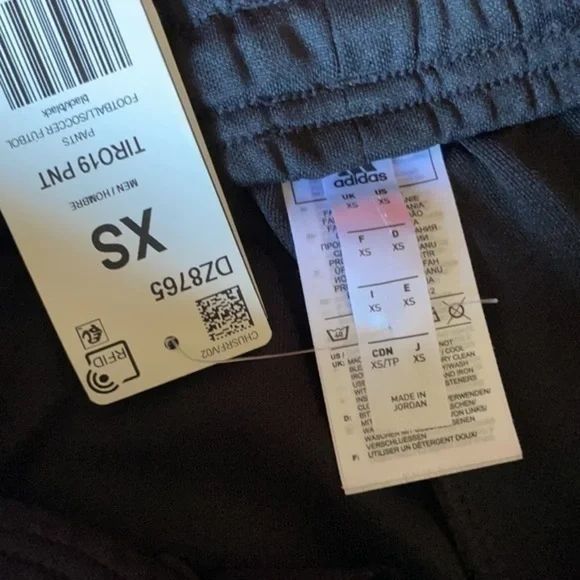 NWT Adidas soccer track training joggers skinny pants unisex black on black XS - Picture 10 of 10